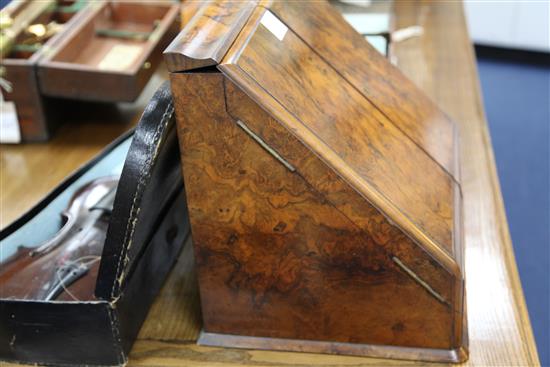 A Victorian walnut stationery cabinet, 15in.